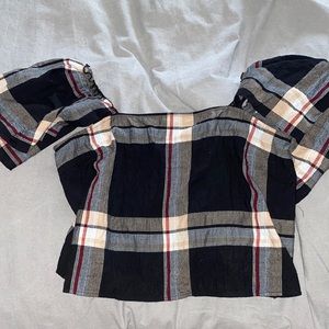 Club Monaco off the shoulder cropped shirt